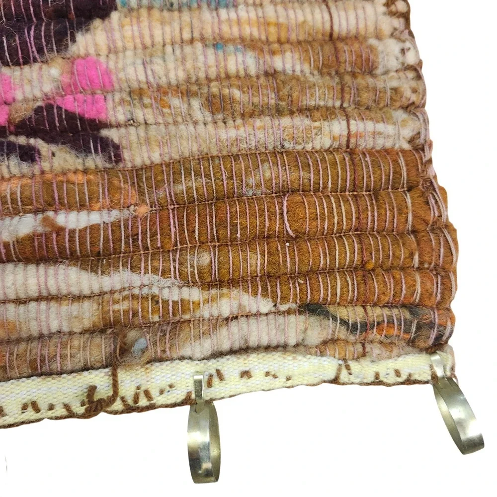VTG Andean Hand Woven Wool Tapestry Llama Folk‎ Art Wall Hanging South America